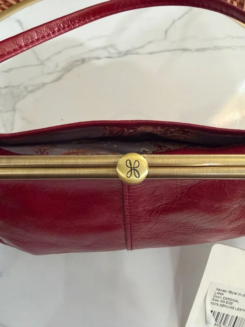 HOBO Women's Red Leather Lana Kisslock Crossbody Bag Convertible Clutch Purse - Picture 6 of 8